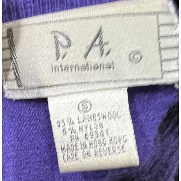 Vintage P.A. International Sweater purple Black Sequin Beaded Lambswool Sz S. - Picture 10 of 10
